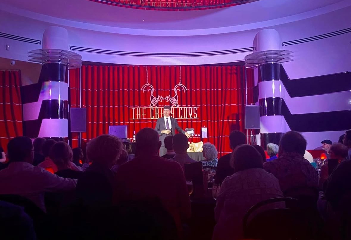 Live entertainer performing in a cabaret venue