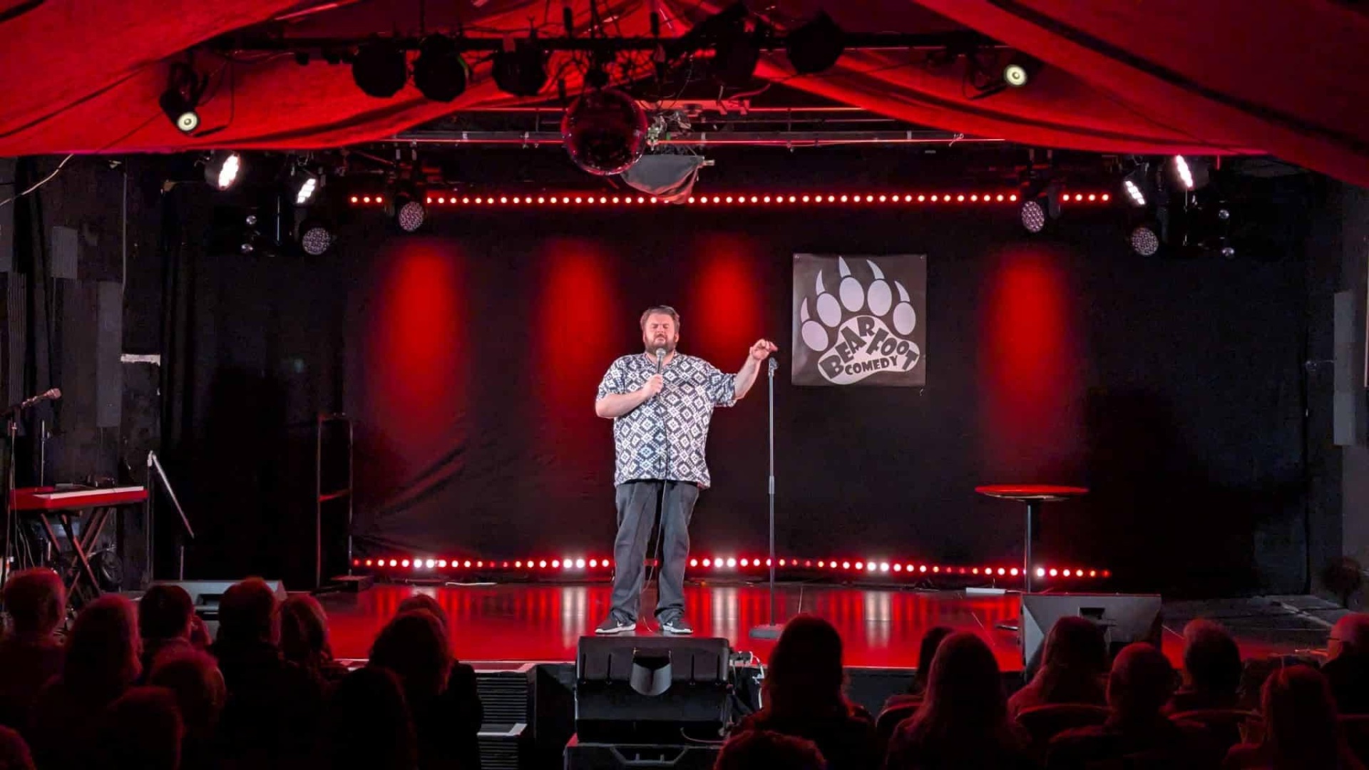Comedian performing live on stage